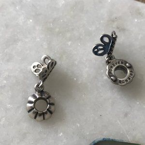Set of 2 Pandora Friends Forever Butterfly Charms